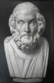 Scott de Montluzin, Drawing, Bust of Homer. Signed and dated - "S. de Montluzin '98" Pencil on paper. Label on verso "Meredith Long & Company, Houston, Texas" [