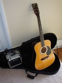 Efesan Acoustic/Electric Guitar w/Case (amp not being sold)