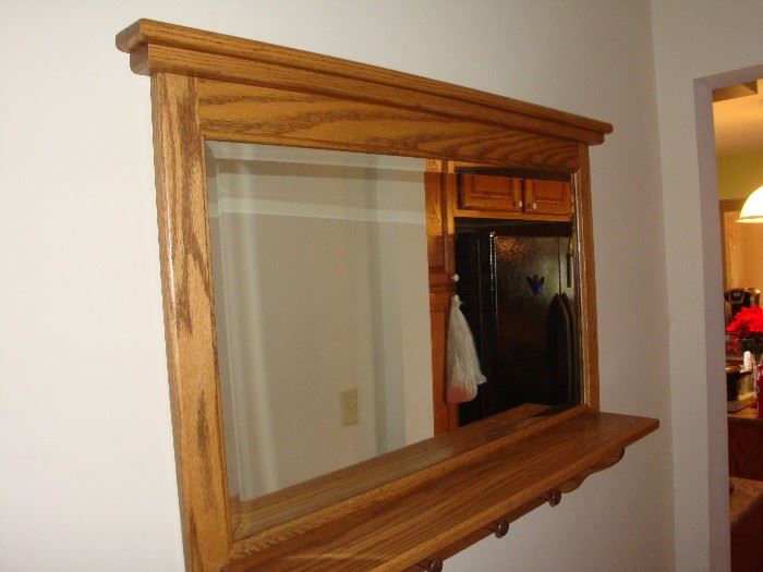 Solid Oak Mirror/Shelf