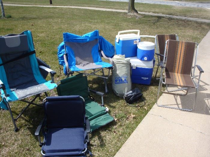 Camping Supplies! Coolers, Outdoor Seating , Air Mattress & Pump