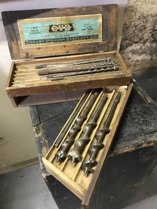 Drill bits in wooden caring case