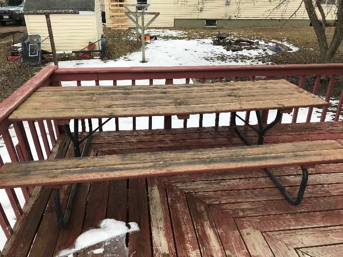 Picnic table that needs a little tender loving care, but in good shape