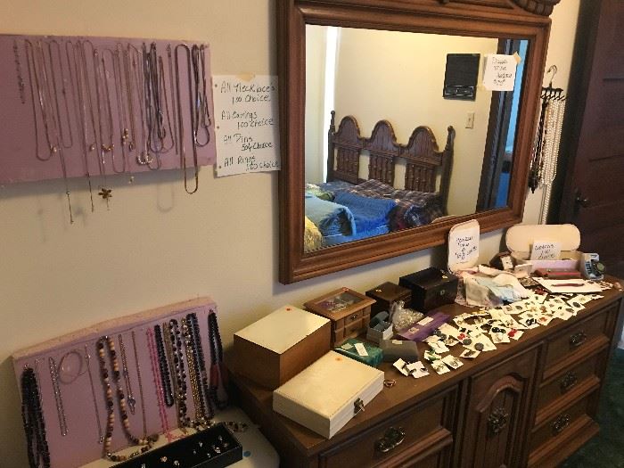 Necklaces, Earrings, Pins, Jewelry Box's, Handkerchiefs 