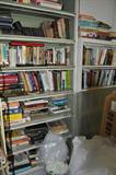 Books galore, vintage metal cabinet shelving, lots of plexiglass sheets