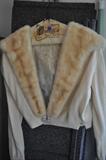 Lovely vintage sweater with fox collar and rhinestone buttons and clasp