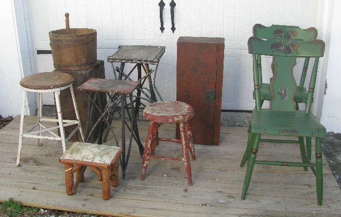 Variety of chairs, stools, etc