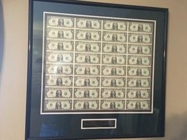 uncirculated us treasury one dollar bills 