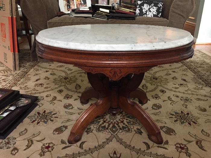 Antique marble top end/side/coffee table