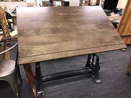 Restoration Hardware Iron Base & Wood Top Drafting Table