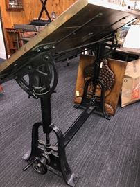 Restoration Hardware Iron Base & Wood Top Drafting Table