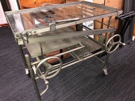 Restoration Hardware Iron Base & Glass Top Bar Cart