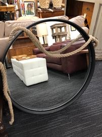 Restoration Hardware Iron & Rope Round Metal Mirror