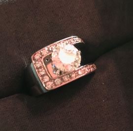 Moissanite Diamond Ring in 14K white gold