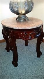 Marble top end table with Cherry