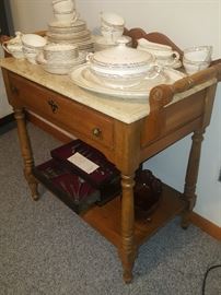 Oak Service Cart with Marble top