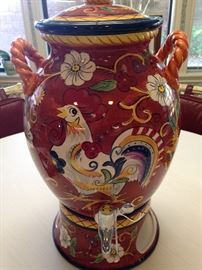 Colorful rooster urn