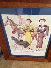 One of several framed vintage fashion pictures