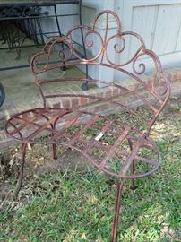 One of two patio benches