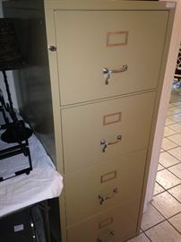Four-drawer fire proof legal size file cabinet (with key)