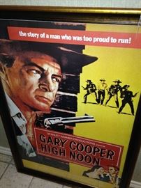 One of several  framed movie posters - Gary Cooper - "High Noon"