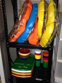 Pool side dishes and pool toys
