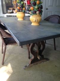 Steel top trestle table