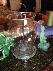 Brass candle holder; Asian figure