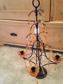 Small black and gold/amber candelabra