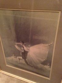 One of two companion ballet framed pictures