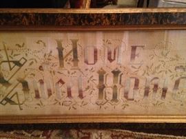 "Home Sweet Home" framed cross stitch