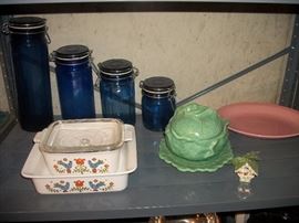 blue glass and Pyrex