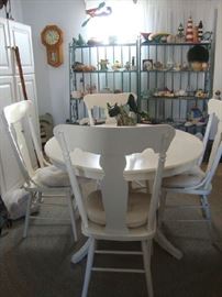White Table with Hidden Leaf and four Chairs