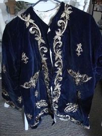 Vintage Blue Velvet Jacket with metallic Embroidery
