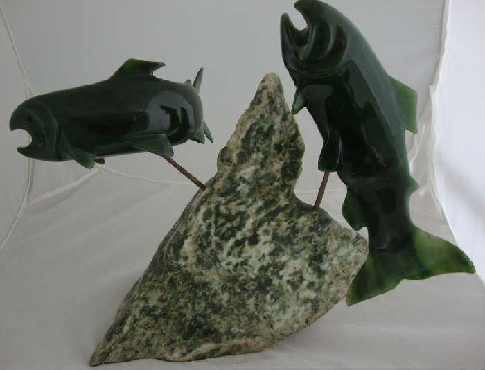 Lyle Sopel Nephrite Jade Fish Sculpture