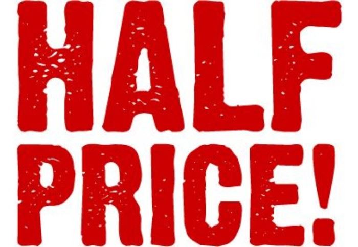 Half price day! Today only and we're gone! Most things half others reduced in RED...11:00-3:00. Come see us!!