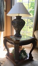 Pair of Glass top End tables 