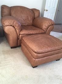 Leather Club Chair and Ottoman