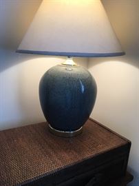 Pair of blue pottery style Lamps