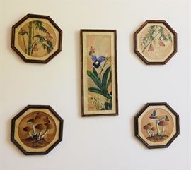 Signed Framed Original Paintings on natural Leaves