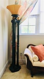 Torchiere Floor Lamp with Amber shade and accent