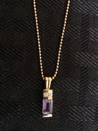 14K Gold tanzanite & diamond Pendant 