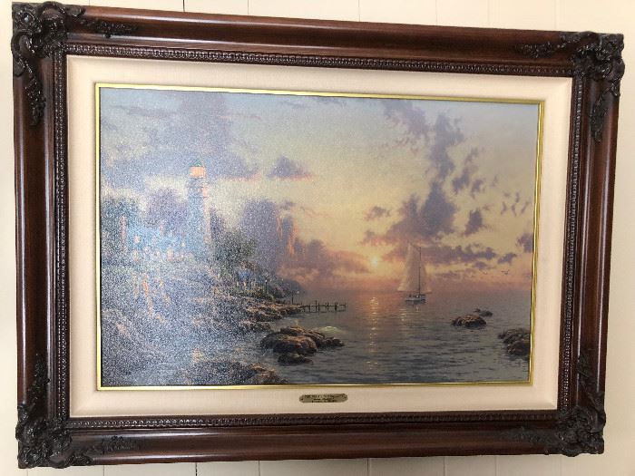 Thomas Kinkade 34.5x25.5 w/frame “The Sea of Tranquility” Seaside Memories V 69/1100 Printers Proof Canvas BUY IT NOW $230