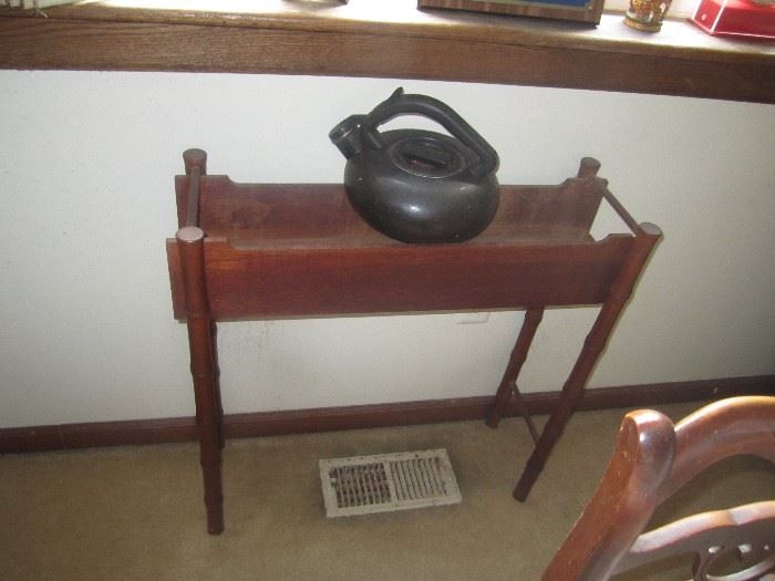 Small side tables and tea pot