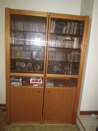 Teak shelving units lots of cds and dvds