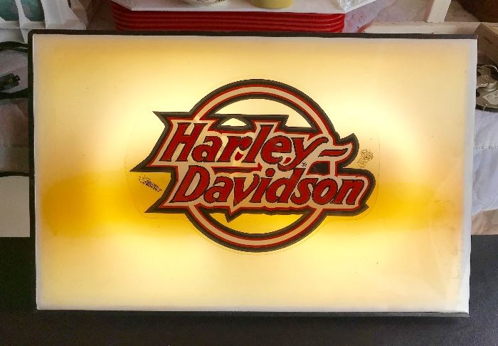 Lighted Harley Davidson sign