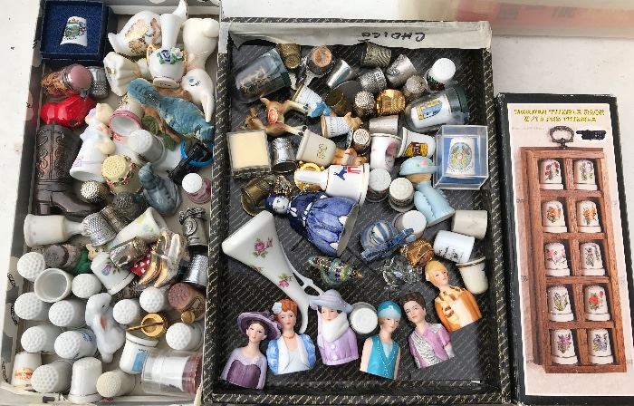 Thimble collection from all over all types silver, porcelain.....