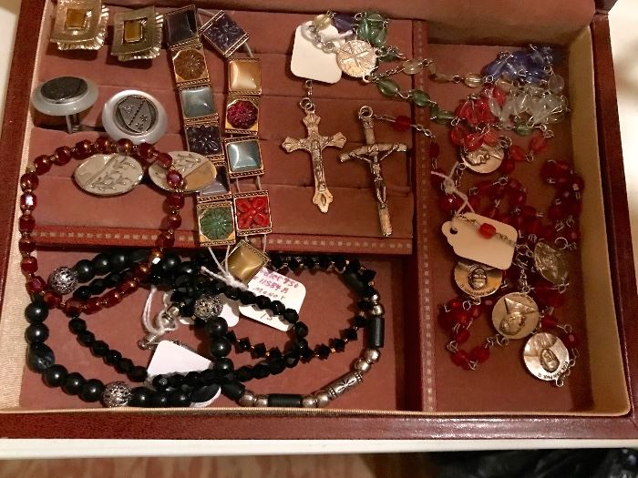 Several Rosary's Religious necklaces, bracelets.