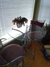 Glass Top Bistro Table with 2 stools