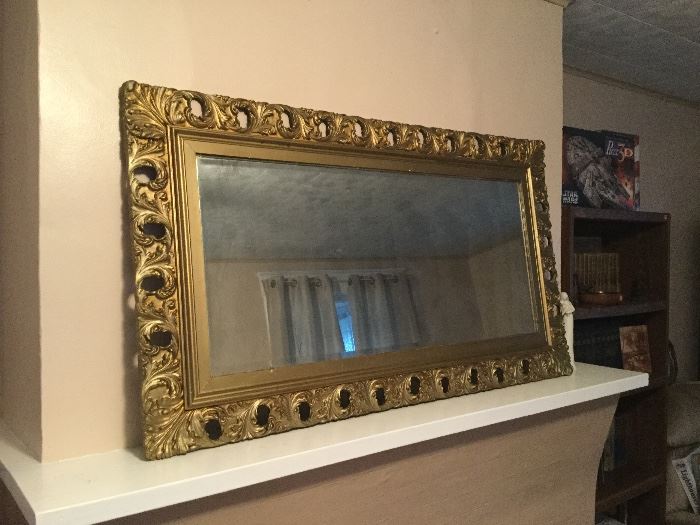 Large gold mantle mirror 