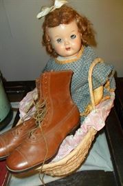 Antique Doll & Antique Ladies Boots.